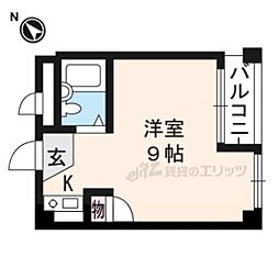 シャンブル 2階1Kの間取り