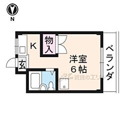 ドムス松ヶ崎 1階1Kの間取り