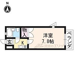 叡山電鉄叡山本線 宝ケ池駅 徒歩5分の賃貸マンション 2階1Kの間取り