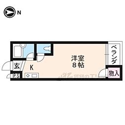 アクティ上賀茂Ｃ棟 2階ワンルームの間取り