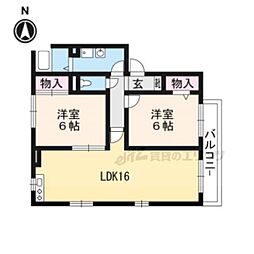 サードニックス今原 2階2LDKの間取り