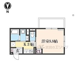 フォーレスト修学院II 1階1Kの間取り
