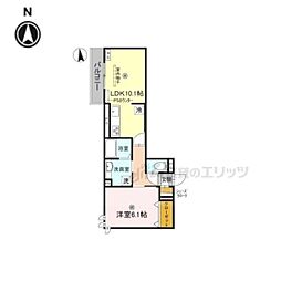 叡山電鉄叡山本線 一乗寺駅 徒歩10分の賃貸アパート 2階1LDKの間取り