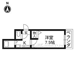 ブロッサム大徳寺 2階1Kの間取り