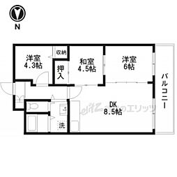 叡山電鉄叡山本線 修学院駅 徒歩5分の賃貸マンション 1階3DKの間取り