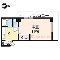 コーポ大鷺 3階1Kの間取り