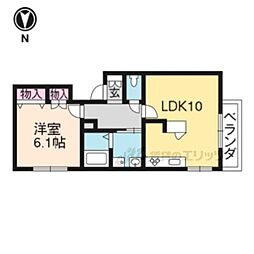 京都市営烏丸線 北山駅 徒歩3分の賃貸マンション 2階1LDKの間取り