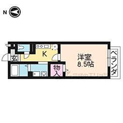 グランパルクI 2階1Kの間取り