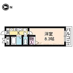 ビクトワール二条 5階1Kの間取り