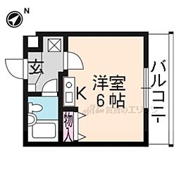 ロイヤルヒルズ鷹ヶ峯 3階ワンルームの間取り