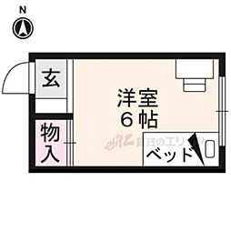 京阪本線 出町柳駅 徒歩19分の賃貸アパート 2階ワンルームの間取り