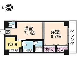 ウィステリア参番館 3階2Kの間取り