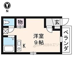 ランシング 2階1Kの間取り