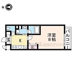ディアコート北白川 3階1Kの間取り