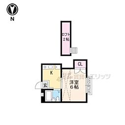 ソレイユ北白川 1Kの間取図画像