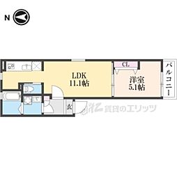 叡山電鉄叡山本線 茶山・京都芸術大学駅 徒歩1分の賃貸マンション 2階1LDKの間取り