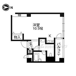 トーヨービル 3階ワンルームの間取り