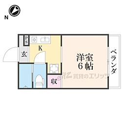 第三吉与門ハイツ 3階1Kの間取り