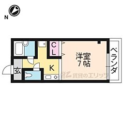 ノースビレッジ 4階1Kの間取り