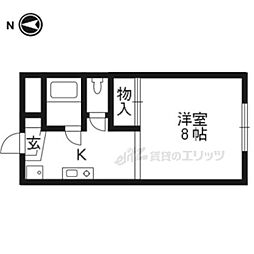 京阪本線 出町柳駅 バス10分 北白川仕伏町下車 徒歩2分の賃貸アパート 1階1Kの間取り