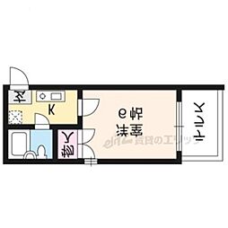 ラ・シャンブル 2階1Kの間取り