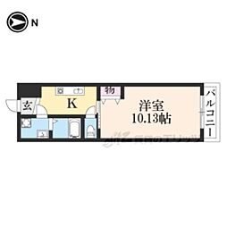 朱雀館 3階1Kの間取り