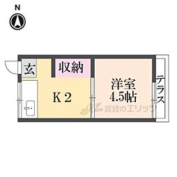 紫雲荘 1階1Kの間取り