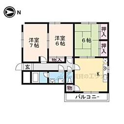 レジデンス・レビー 2階3DKの間取り