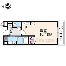 トムズガルテン 1階ワンルームの間取り