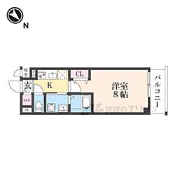 べラジオ雅び京都洛北ガーデン 3階1Kの間取り