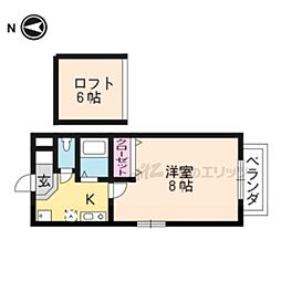 叡山電鉄叡山本線 一乗寺駅 徒歩10分の賃貸アパート 2階1Kの間取り