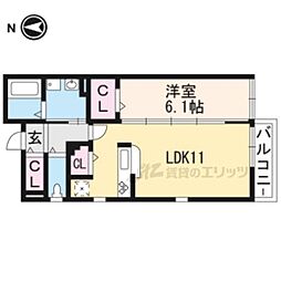 エルメゾン京都下鴨 2階1LDKの間取り