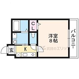 アークリード二条城北 4階1Kの間取り