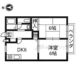 サンガーデン堂ノ上 1階2DKの間取り