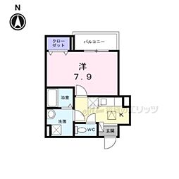 京都市北区紫竹栗栖町アパート 1Kの間取図画像