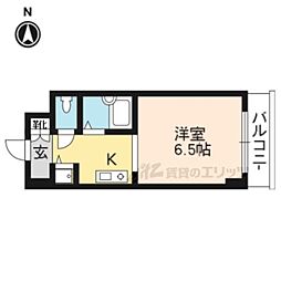 パインフィールド上賀茂 ワンルームの間取図画像