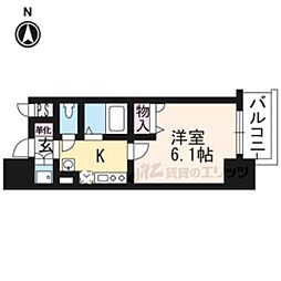 ラナップスクエア京都西陣 1Kの間取図画像