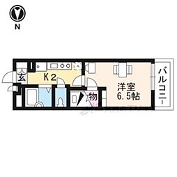 レオパレス紫野 1Kの間取図画像