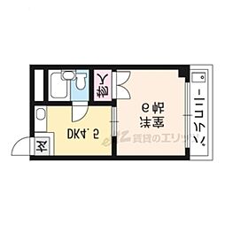 サンライズ北白川 1Kの間取図画像
