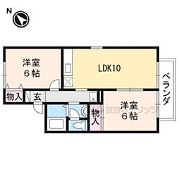 セジュール津ノ国B 2LDKの間取図画像