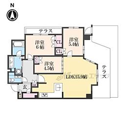 パラドール御所西グランデ 3LDKの間取図画像