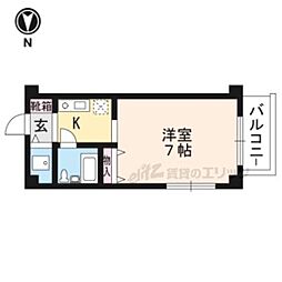 カーサ・デ下鴨 1Kの間取図画像