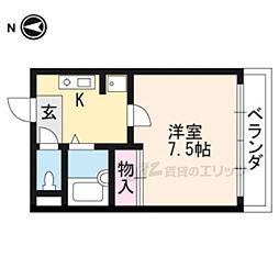 シュール西賀茂 ワンルームの間取図画像