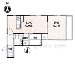 北大路RESIDENCE 1LDKの間取図画像