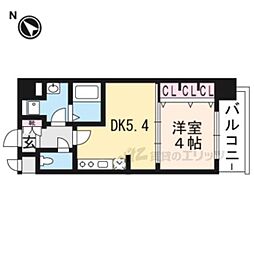ベラジオ京都一乗寺2 1DKの間取図画像