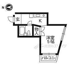 ハイシティー下鴨 1Kの間取図画像