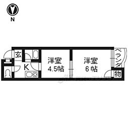 ANEX御所南 2Kの間取図画像