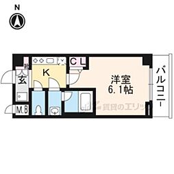 エステムコート京都西院 1Kの間取図画像