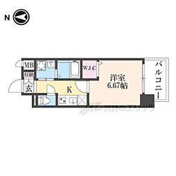 セオリー五条店天神川 1Kの間取図画像