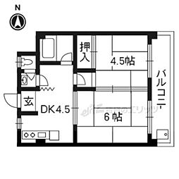 中川マンション 2DKの間取図画像